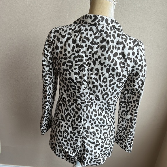 J Crew Leopard Animal Print Linen Blend Blazer Size 00 New ST2925 - Picture 2 of 3